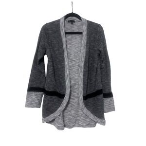 AB Studio Cardigan Sweater Gray Open Front Mm Made USA Lightweight Minimalist